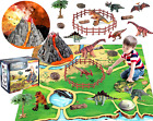 Dinosaur Volcano Figures Toy with Mat, Mist-Spouting Volcano Playset with Rea...