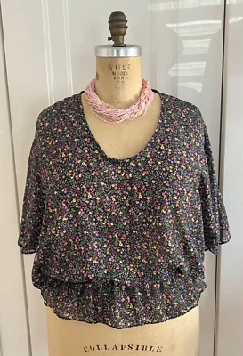 Blusa Top Love Ady Mujer Transparente Floral Elástica Wasit Grande $58 NUEVA CON ETIQUETAS Foto 1 de 4