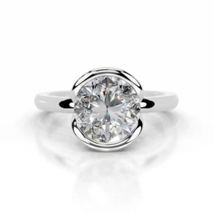 2.00 CT Round Cut Moissanite Engagement 950 Platinum Ring For Women's - Picture 1 of 8