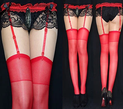 4 PAAR klassische Straps-Strümpfe zum ANSTRAPSEN verschiedene Farben, Gr S/M/L - Bild 1 von 3