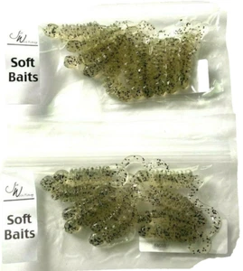 2 PACKS Jed Welsh 3" Breathing Curly Tail Caterpillar Grub Salt and Pepper 10ct - Picture 1 of 12