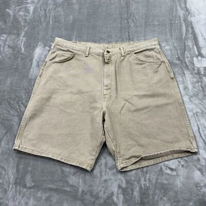 Vintage Wrangler Shorts Herren 40 hellbraun Denim Jeans Jorts Logo Workwear Taschen Outdoor - Bild 1 von 8