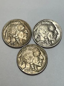 Buffalo Nickels (Lot of 3) Nice XF/AU - Picture 1 of 2
