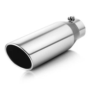 4" to 6" Diesel Truck Tailtip Rolled Angle Cut Exhaust Tip 18" Long Polished - Bild 1 von 11