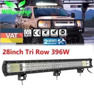 7D 28inch 396W Tri Row LED Work Light Bar For JEEP Car SUV Off road Truck Pickup - Imagen 1 de 12