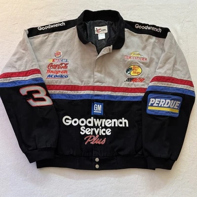 Jaqueta NASCAR masculina vintage anos 90 Y2K Dale Earnhardt Goodwrench XXL 2XL cinza perseguição - Imagem 1 de 4