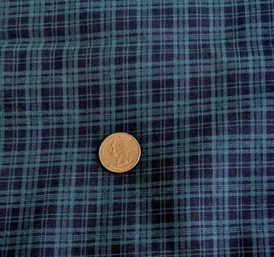 Cranston VIP Cotton Fabric Mini Dark Blue Light Blue Check Plaid 44"W x 1½ Yards - Image 1 of 4