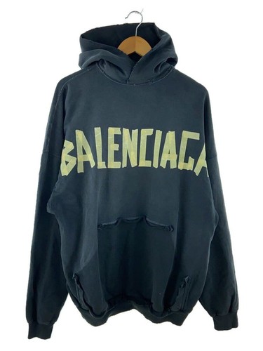 FELPA CON CAPPUCCIO OVERSIZE BALENCIAGA PARKER TIPO NASTRO TASCA STRAPPATA 1 COTONE Nera Usata