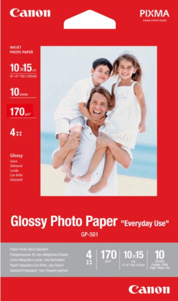 Canon GP-501 10cmx15cm Glossy Photo Paper 170gsm - 10 Sheets - Image 1 of 1