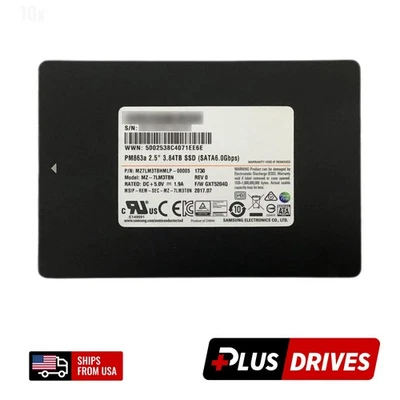 Samsung 3.84TB ~ 4TB 2.5 SATA SSD 6Gbps Fast 97k IOPS Enterprise SSD Drive - Image 1 of 4