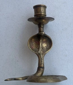 Vintage Jugendstil Messing/Bronze Kobra Schlange Kerzenhalter MCM Mitte 20. Stil - Bild 1 von 13