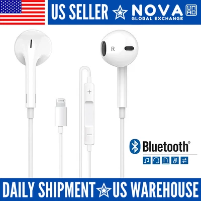Earphones Headphones for iPhone Pro/14/13/12/11/X Bluetooth Wired Earbuds