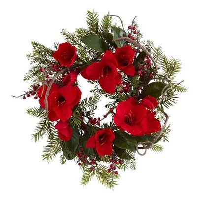 24 in. Amaryllis Artificial Wreath  - Image 1 of 4
