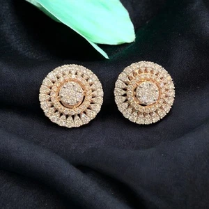 Elegant 2.98 TCW Round Brilliant Cut Diamonds Floral Stud Earrings 14K Rose Gold - Picture 1 of 13