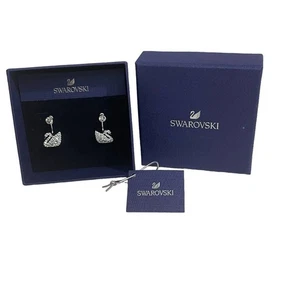 Chaquetas pendientes Swarovski Lago de los Cisnes cortes mixtos, cisne, blanco, chapado en rodio - Imagen 1 de 9