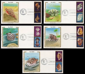 PALAU, SCOTT # 41-50, FULL SET - COLORANO SILK FDC COVERS - SEASHELLS YEAR 1984 - Picture 1 of 6