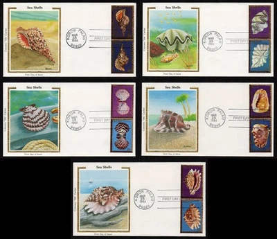 PALAU, SCOTT # 41-50, FULL SET - COLORANO SILK FDC COVERS - SEASHELLS YEAR 1984 - Image 1 of 4