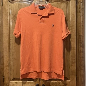 Polo Ralph Lauren Men's Custom Fit Oange Short Sleeve Polo Shirt Pony Medium - Picture 1 of 8
