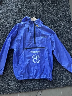 Мужская винтажная ветровка 90-х Sony Handycam размер XL синяя с капюшоном анорак куртка - Изображение 1 из 4