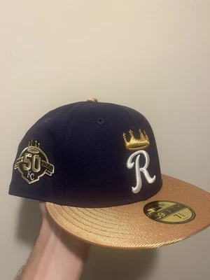 Kansas City Royals Hat Men 7 3/8 Purple Gold 59Fifty New Era Fitted Cap New - Image 1 of 4