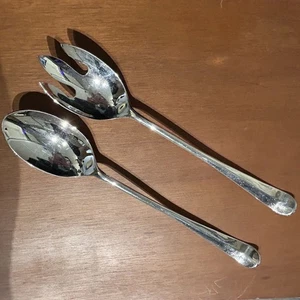 Vintage Silver Plated Italy Silverware Flatware 10" Serving Fork Spoon Salad Set - Picture 1 of 6