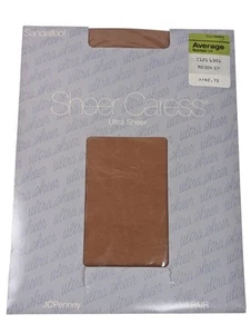 VTG Sheer Caress Ultra Sandalfoot JC Penny Average Suntan 03 04400-8 NIP - Picture 1 of 2