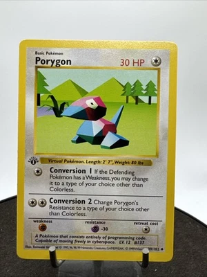 1999 Pokemon TCG Porygon Base Set 1st Edition Shadowless Uncommon 39/102 LP / NM - Image 1 of 4
