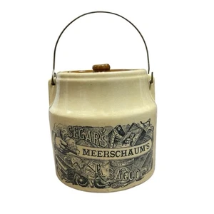 Vintage Holt Howard Pottery Segars Meerschaum's Tobacco Crock Jar Lid Handle - Picture 1 of 4