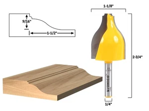 Broca enrutadora de panel elevado vertical Ogee & Bead - vástago de 1/4" - Yonico 12148q - Imagen 1 de 1