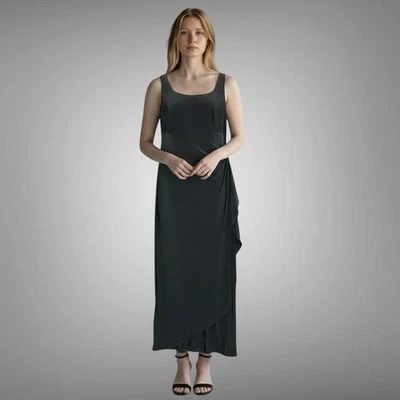 Alex Evenings Womesn 连衣裙加 14W 黑色褶皱垂褶水钻晚礼服 — 第 1/4 张图片