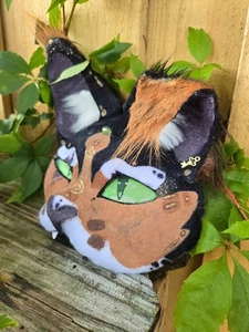 Therian calico cat mask bendable ears mesh eyes - Picture 1 of 5