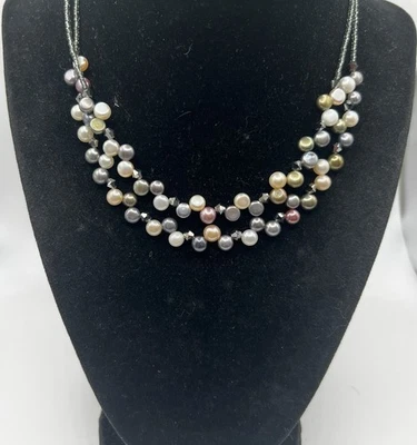 Collar Lia Sophia “Tahitian” Doble Hilo Perlas de Agua Dulce Reales  Foto 1 de 4