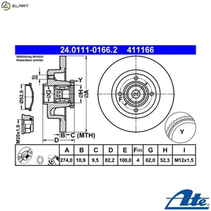2x BRAKE DISC 24.0111-0166.2 FOR RENAULT SCENIC/MPV MEGANE/Break/Grandtour 1.8L - Picture 1 of 10