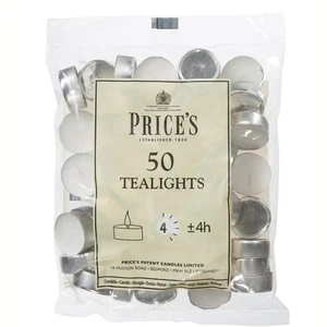Preise Lackkerzen weiß Teelichtbeutel, 50 Stück, Wachs, L x 3,8 cm B x 1,8 cm - Bild 1 von 5