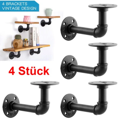 4 X Rohr Regalhalterung Regalhalter Regalträger Wandhalter Industrie Regalwinkel - Bild 1 von 4