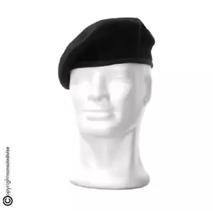 Basco Militare Beret Nero Bordino Pelle Esercito Vigilanza GPG cc - Imagen 1 de 6
