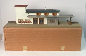 Vintage Faller HO 00 103 Wooden Train Station In Original Box 1950s Base Bowed - Picture 1 of 11