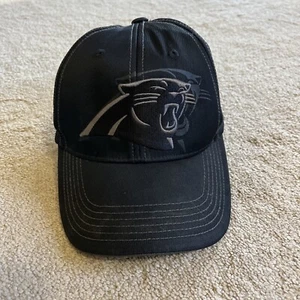 NFL CAROLINA PANTHERS Football Baseball Hat Cap BLACK + GRAY ADJ OSFA MSRP $30 - Picture 1 of 9