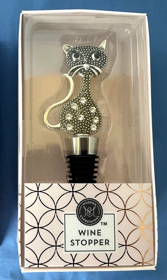 Cat Shaped Rhinestone Wine Stopper by Modern Expressions