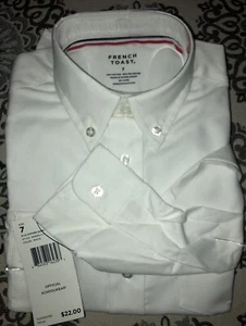 French Toast White Long Sleeve Oxford Button Down Uniform Shirt Size 7  - Picture 1 of 2