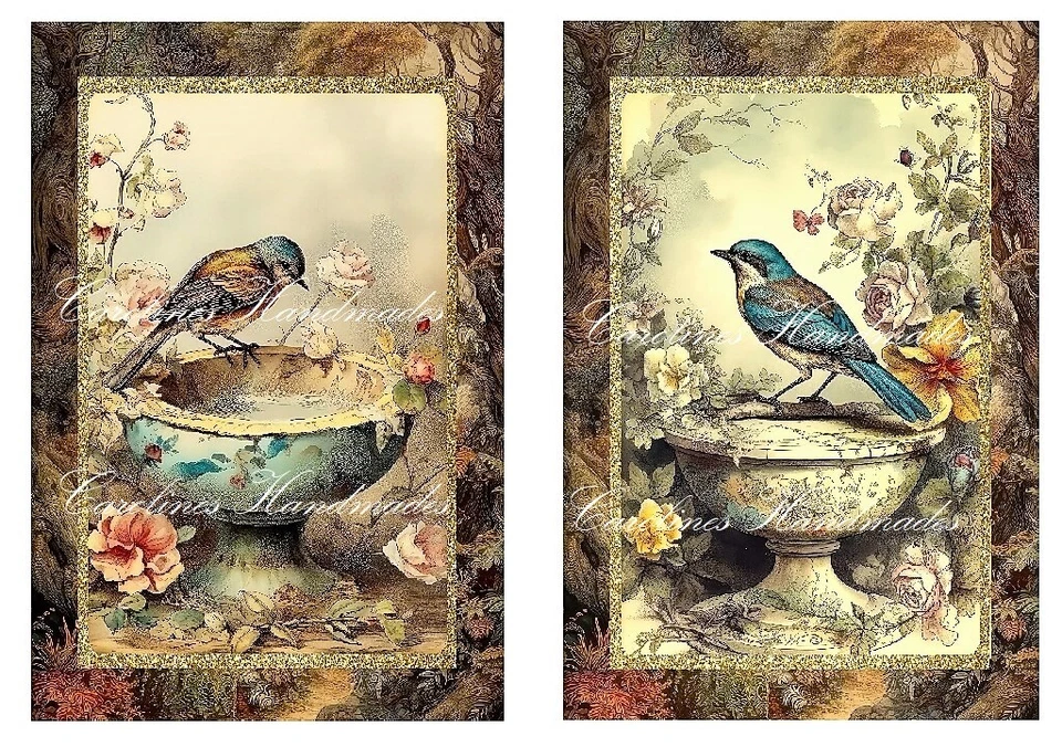 Bloque de edredón de tela de algodón vintage Birds B Designer MULTI-TAMAÑO Foto 1 de 1