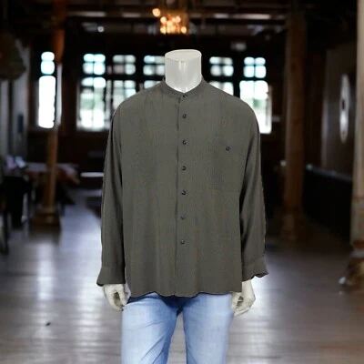 Burma Bibas Classics 77% Rayon 23% Acetate Mandarin Collar Sage Mens XL - Image 1 of 4
