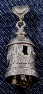 DESIGNER Cast STERLING MANUFACTURED Vintage MOTHER BELL PENDANT - Picture 1 of 3