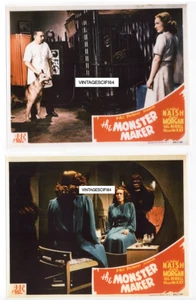 LOTE DE TARJETAS DE LOBBY DE PELÍCULA DE TERROR THE MONSTER MAKER 1944 (2) 11X14 J. CARROL NAISH - Imagen 1 de 1