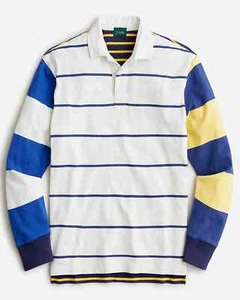 J. Camisa de rugby Crew para hombre de ajuste clásico azul natural a rayas mixtas - $98 nueva con etiquetas - Imagen 1 de 6