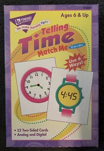 Trend Enterprises Telling Time Match Me Tarjetas Juegos de Aprendizaje U4 - Imagen 1 de 2