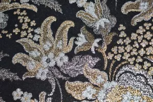 HOLIDAY SPARKLE IN SILVER & GOLD METALLIC! VTG GERMAN WOVEN RUNNER CHRISTMAS? - Picture 1 of 12