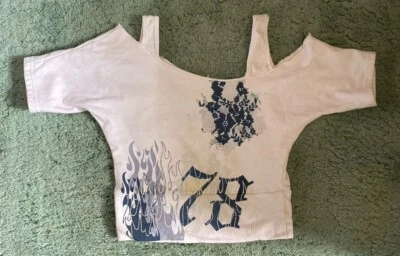 VINTAGE 90s ( AUSTRALIA) SUPRE CUT OUT FLEECE CROP TOP  “78” VERY UNIQUE Size M - Image 1 of 4