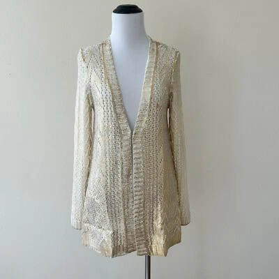 金色珠光女式毛衣丙烯酸开衫,尺寸 4-6 — 第 1/4 张图片