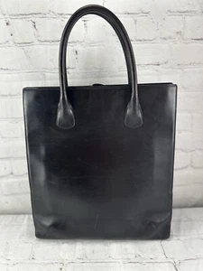 Giorgio Armani ~ Black Leather Tote / Shopping Bag ~ 19x12.5x4.5 - Picture 1 of 24